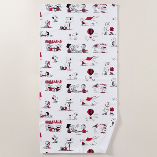 VREEMDEN | Rood en zwart patroon Strandlaken (Voorkant)