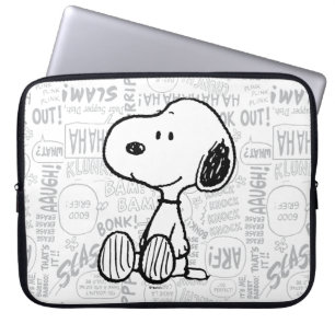 VREEMDEN   Snoopy on Black White Comics 2 Laptop Sleeve
