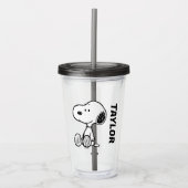 VREEMDEN | Snoopy op Black White Comics Acryl Drinkbeker (Voorkant)
