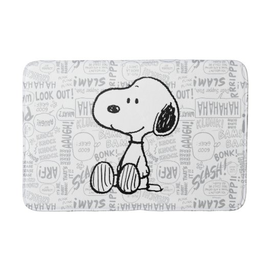 VREEMDEN | Snoopy op Black White Comics Badmat (Voorkant)