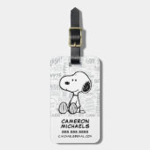 VREEMDEN | Snoopy op Black White Comics Bagagelabel (Voorkant verticaal)