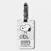 VREEMDEN | Snoopy op Black White Comics Bagagelabel (Achterkant verticaal)