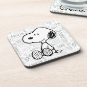 VREEMDEN | Snoopy op Black White Comics Bier Onderzetter (Linkerzijde)