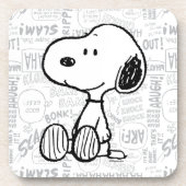 VREEMDEN | Snoopy op Black White Comics Bier Onderzetter (Voorkant)