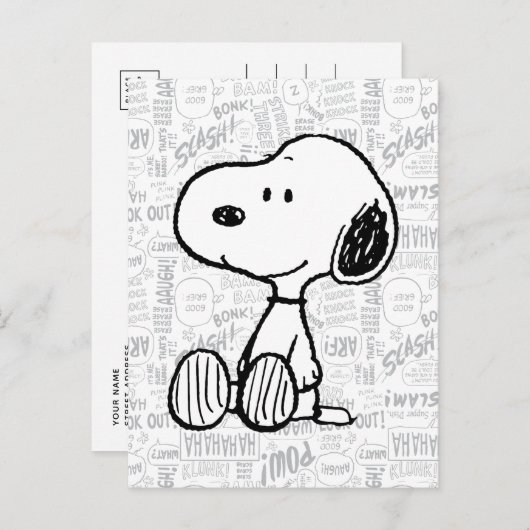 VREEMDEN | Snoopy op Black White Comics Briefkaart (Voorkant / Achterkant)