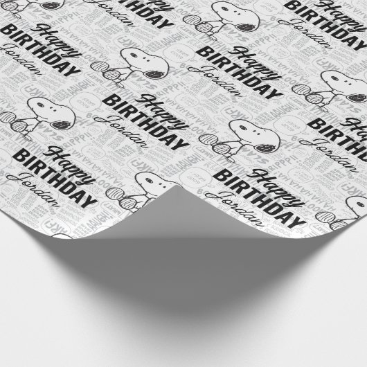 VREEMDEN | Snoopy op Black White Comics Cadeaupapier (Hoek)