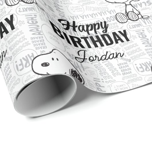 VREEMDEN | Snoopy op Black White Comics Cadeaupapier (Rol Hoek)