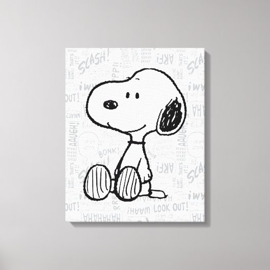 VREEMDEN | Snoopy op Black White Comics Canvas Afdruk (Voorkant)
