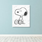 VREEMDEN | Snoopy op Black White Comics Canvas Afdruk (Insitu (Houten vloer))
