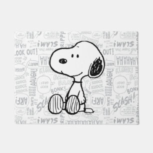 VREEMDEN   Snoopy op Black White Comics Deurmat