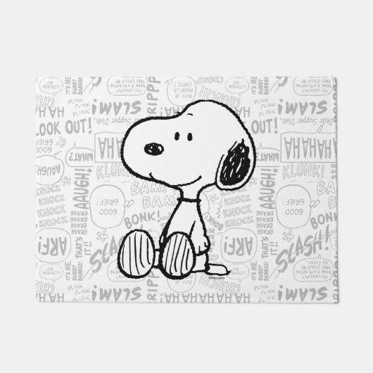 VREEMDEN | Snoopy op Black White Comics Deurmat (Voorkant)