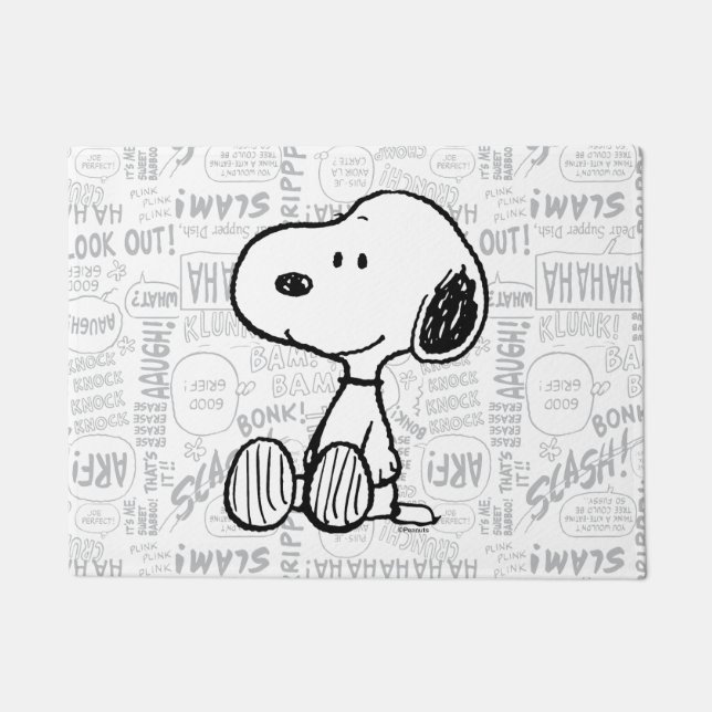 VREEMDEN | Snoopy op Black White Comics Deurmat (Voorkant)