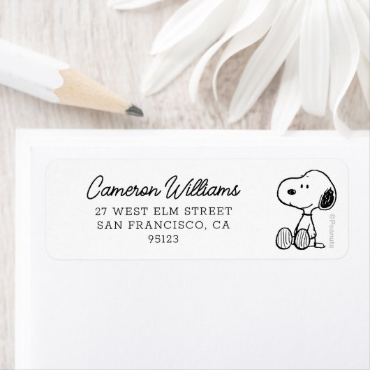 VREEMDEN | Snoopy op Black White Comics Etiket (Insitu)