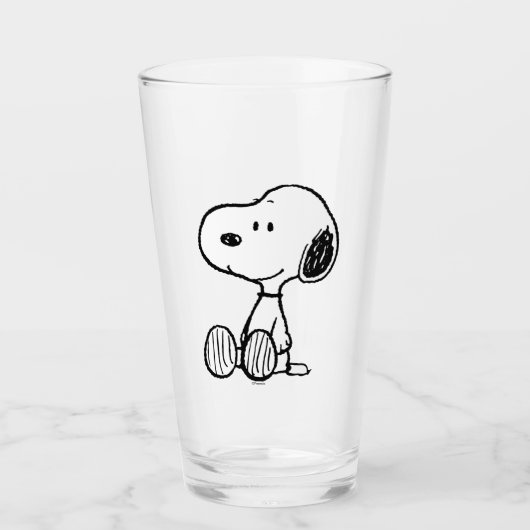 VREEMDEN | Snoopy op Black White Comics Glas (Voorkant)