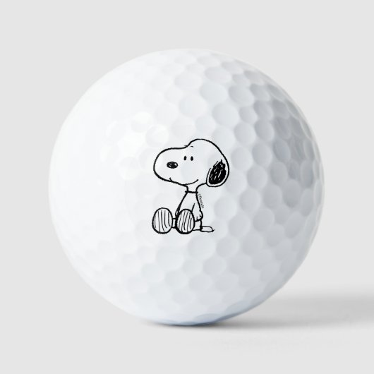 VREEMDEN | Snoopy op Black White Comics Golfballen (Voorkant)