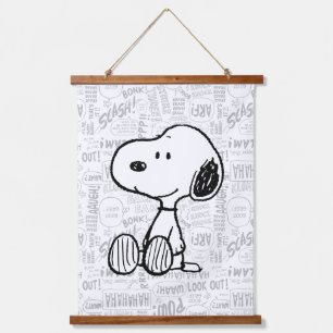 VREEMDEN   Snoopy op Black White Comics Hangend Wandkleed
