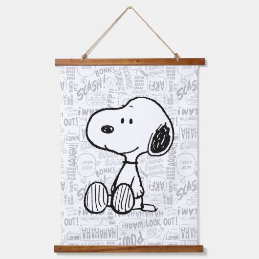 VREEMDEN | Snoopy op Black White Comics Hangend Wandkleed (Voorkant)