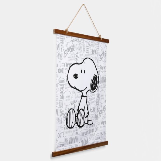 VREEMDEN | Snoopy op Black White Comics Hangend Wandkleed (Gebogen)