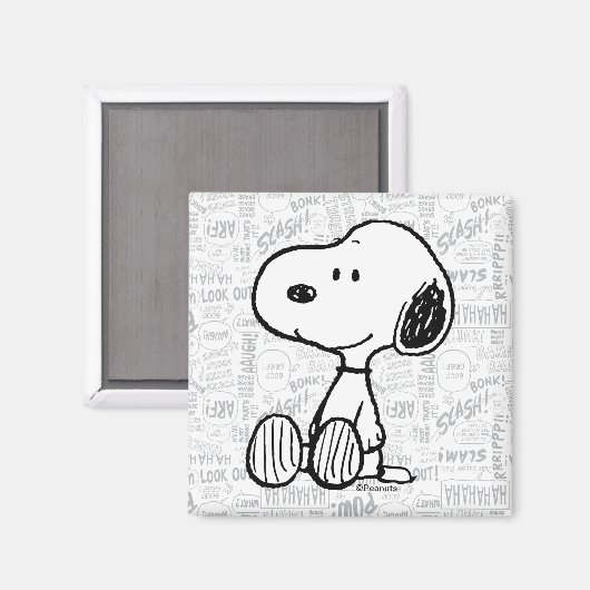 VREEMDEN | Snoopy op Black White Comics Magneet (Voorkant / Achterkant)