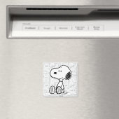 VREEMDEN | Snoopy op Black White Comics Magneet (Insitu (Vaatwasser))