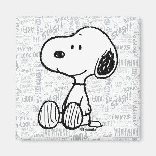 VREEMDEN   Snoopy op Black White Comics Magneet