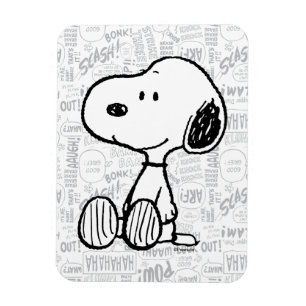 VREEMDEN   Snoopy op Black White Comics Magneet