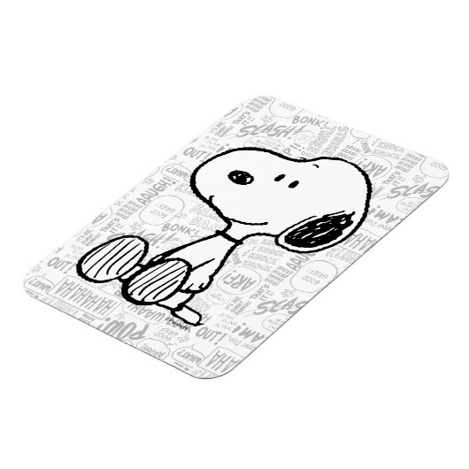 VREEMDEN | Snoopy op Black White Comics Magneet (Linkerzijde)