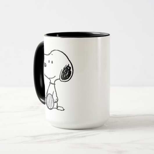 VREEMDEN | Snoopy op Black White Comics Mok (Voorkant links)