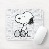 VREEMDEN | Snoopy op Black White Comics Muismat (Met muis)