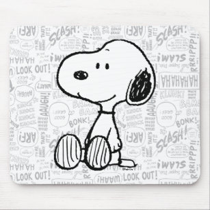 VREEMDEN   Snoopy op Black White Comics Muismat