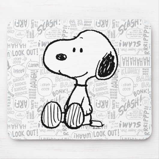 VREEMDEN | Snoopy op Black White Comics Muismat (Voorkant)