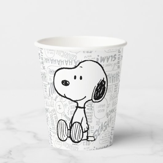 VREEMDEN | Snoopy op Black White Comics Papieren Bekers (Voorkant)