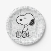 VREEMDEN | Snoopy op Black White Comics Papieren Bordje (Voorkant)