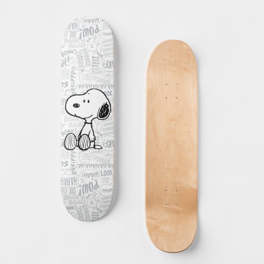 VREEMDEN | Snoopy op Black White Comics Persoonlijk Skateboard (Voorkant)