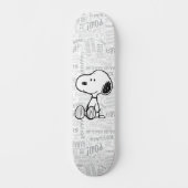 VREEMDEN | Snoopy op Black White Comics Persoonlijk Skateboard (Voorkant)
