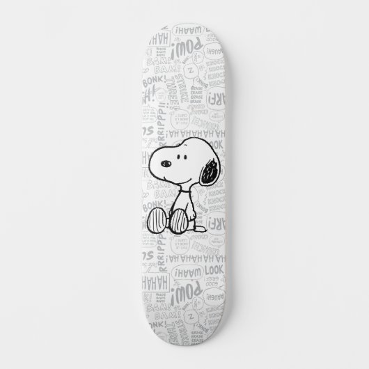 VREEMDEN | Snoopy op Black White Comics Persoonlijk Skateboard (Voorkant)