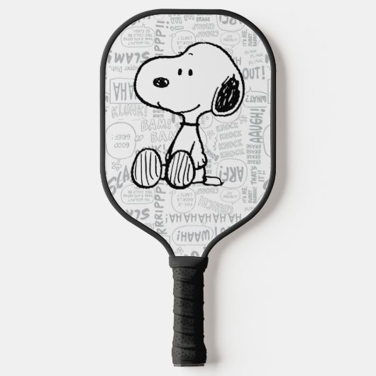 VREEMDEN | Snoopy op Black White Comics Pickleball Paddle (Voorkant)
