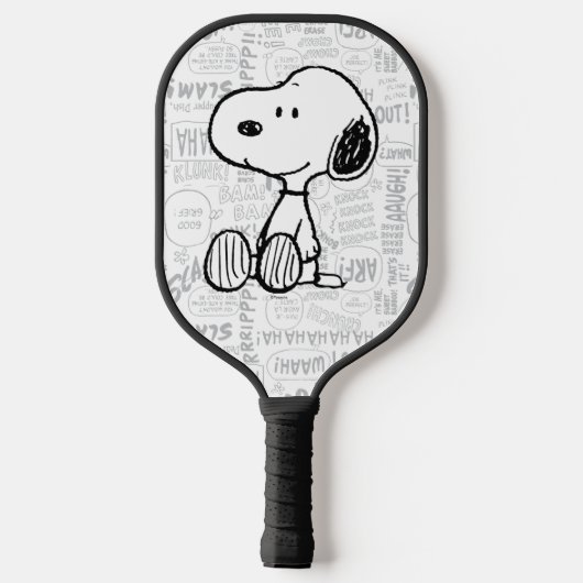 VREEMDEN | Snoopy op Black White Comics Pickleball Paddle (Achterkant)