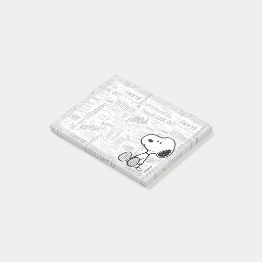 VREEMDEN | Snoopy op Black White Comics Post-it® Notes (Schuin)
