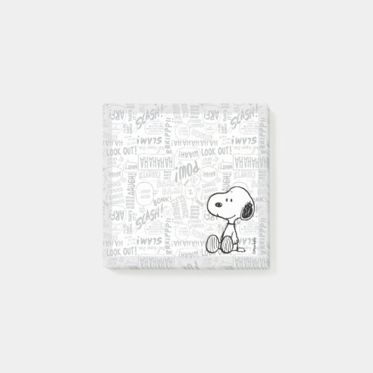 VREEMDEN | Snoopy op Black White Comics Post-it® Notes (Voorkant)