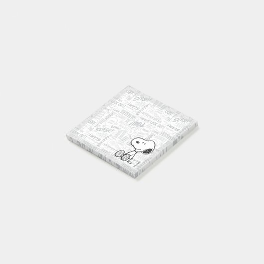 VREEMDEN | Snoopy op Black White Comics Post-it® Notes (Schuin)