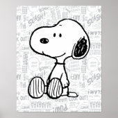 VREEMDEN | Snoopy op Black White Comics Poster (Voorkant)