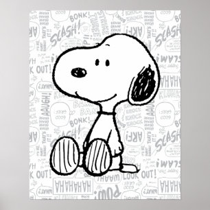 VREEMDEN   Snoopy op Black White Comics Poster