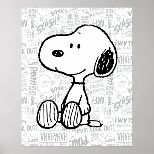 VREEMDEN | Snoopy op Black White Comics Poster (Voorkant)