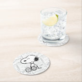 VREEMDEN | Snoopy op Black White Comics Ronde Kartonnen Onderzetter (Insitu)