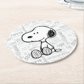VREEMDEN | Snoopy op Black White Comics Ronde Kartonnen Onderzetter (Gebogen)