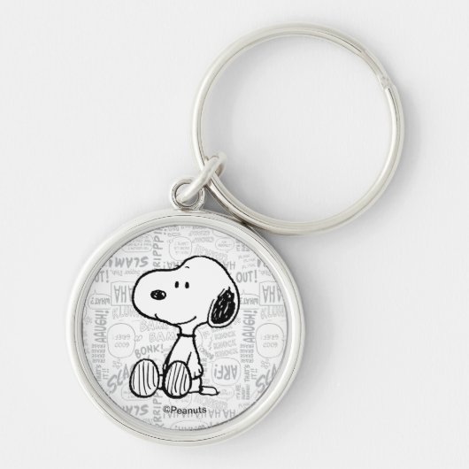 VREEMDEN | Snoopy op Black White Comics Sleutelhanger (Voorkant)