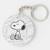 VREEMDEN | Snoopy op Black White Comics Sleutelhanger (Achterkant)