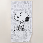VREEMDEN | Snoopy op Black White Comics Strandlaken (Voorkant)