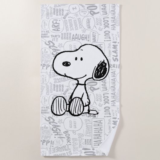 VREEMDEN | Snoopy op Black White Comics Strandlaken (Voorkant)